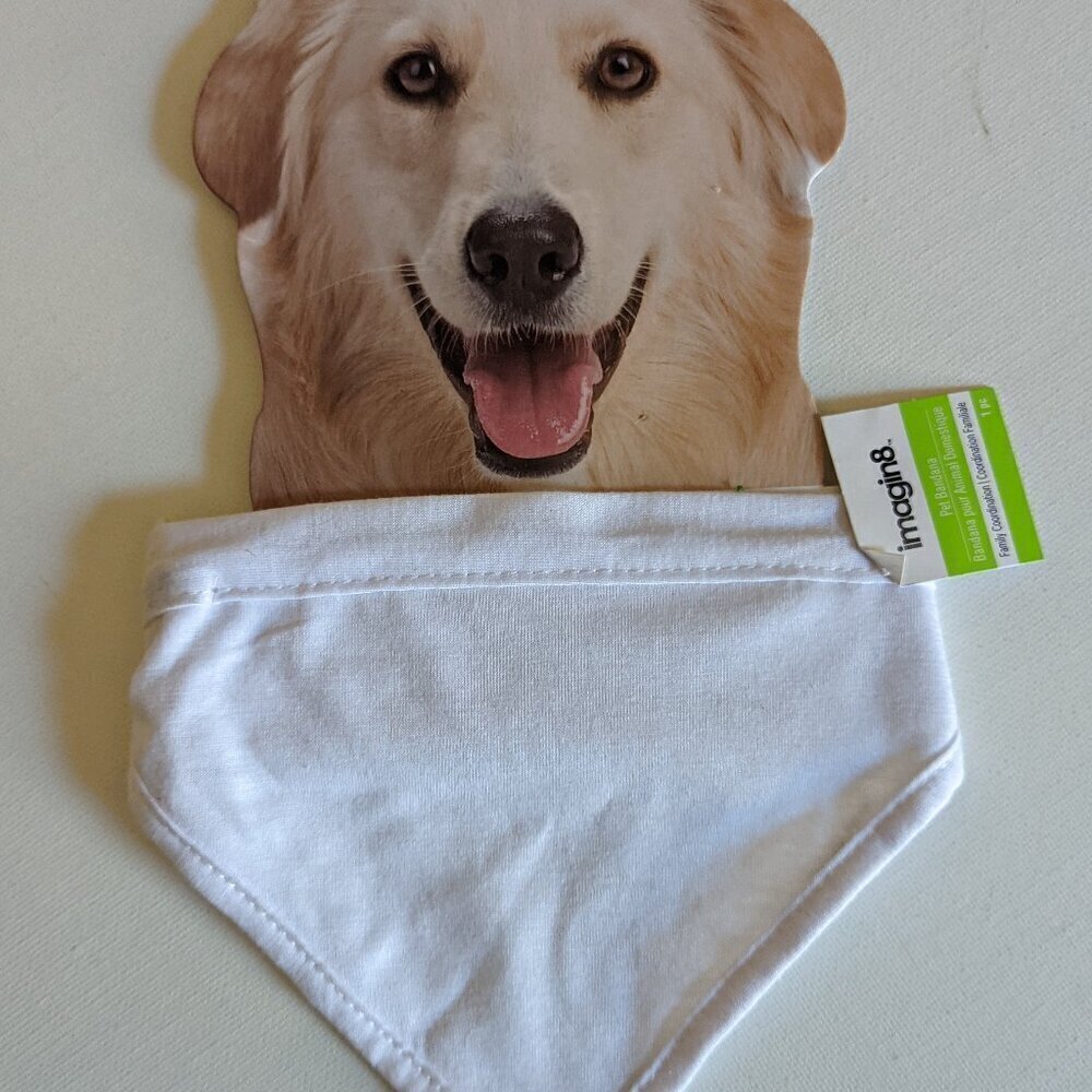 NWT Dog Bandana White M-L Michaels Imagin8 Pets Med Large Clothes Bib Adjustable